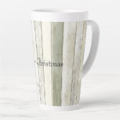オリーブオーガニックアイボリーウフェイクッドストライプクリスマス カフェラテマグ (右アングル)