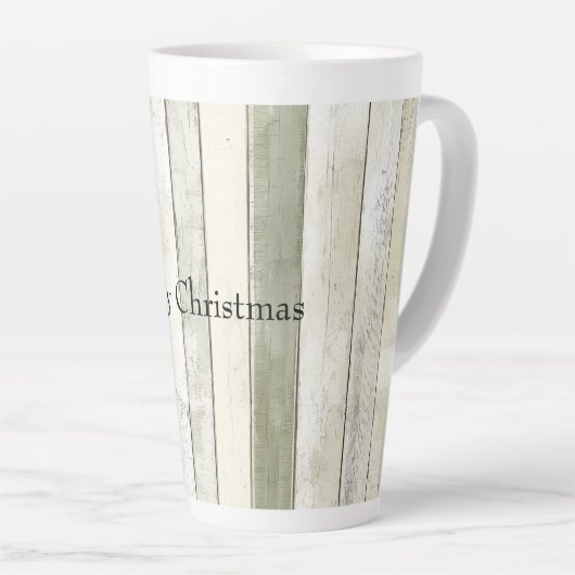 オリーブオーガニックアイボリーウフェイクッドストライプクリスマス カフェラテマグ (右アングル)