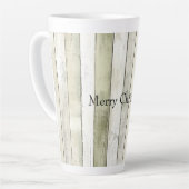 オリーブオーガニックアイボリーウフェイクッドストライプクリスマス カフェラテマグ (左アングル)
