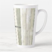 オリーブオーガニックアイボリーウフェイクッドストライプクリスマス カフェラテマグ (右)