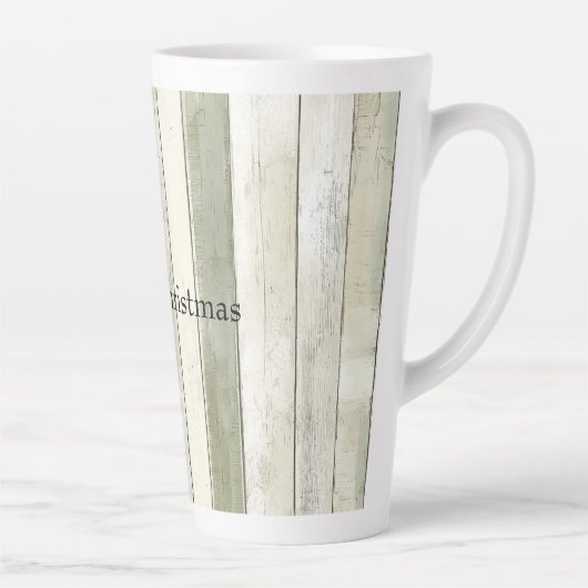 オリーブオーガニックアイボリーウフェイクッドストライプクリスマス カフェラテマグ (右)