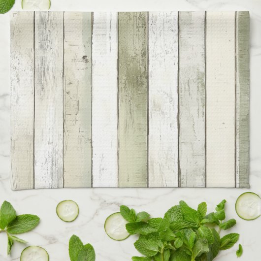 オリーブオーガニックアイボリーウフェイクッドストライプクリスマス キッチンタオル (折り畳み)