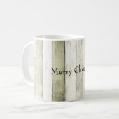 オリーブオーガニックアイボリーウフェイクッドストライプクリスマス コーヒーマグカップ (正面左)