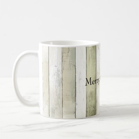 オリーブオーガニックアイボリーウフェイクッドストライプクリスマス コーヒーマグカップ (左)