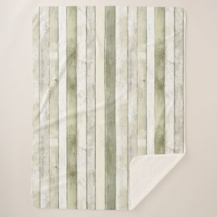 オリーブオーガニックアイボリーウフェイクッドストライプクリスマス シェルパブランケット