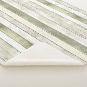 オリーブオーガニックアイボリーウフェイクッドストライプクリスマス シェルパブランケット (3/4)