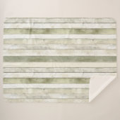 オリーブオーガニックアイボリーウフェイクッドストライプクリスマス シェルパブランケット (正面(横))