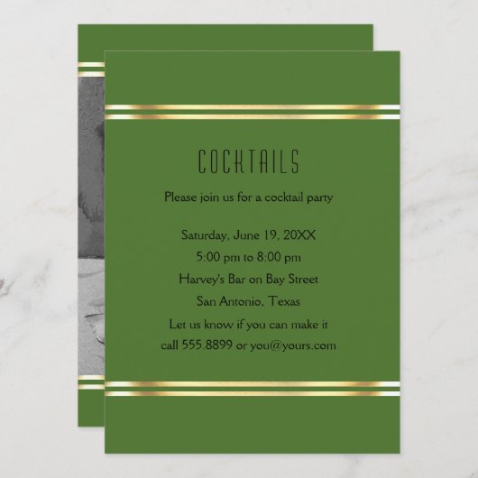 オリーブカクテル付きマルティーニグラスパーティー 招待状 (正面/裏面)