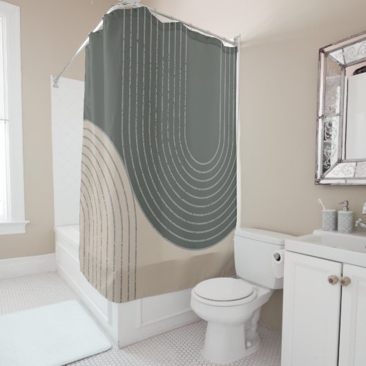 オリーブクリームミニマリストデザイン シャワーカーテン (インサイチュ)