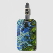 オリーブグリーンとアイスブルー大理石スワール荷物タグ ラゲッジタグ (正面縦)