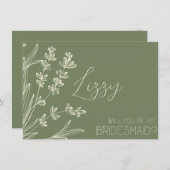 オリーブグリーンとクリームのウェディングパーティーへの誘い 招待状 (正面/裏面)