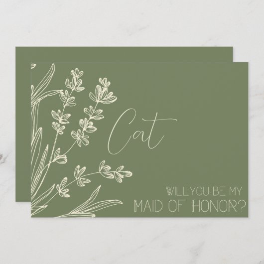 オリーブグリーンとクリームの花嫁の提案 招待状 (正面/裏面)