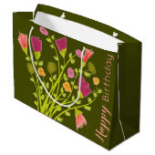 オリーブグリーンとサンゴ ラージペーパーバッグ (裏面アングル)