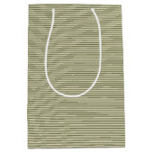 オリーブグリーンとタンシンストライプ ミディアムペーパーバッグ (正面)