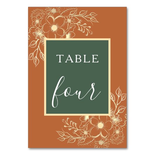 オリーブグリーンとテラコッタのウェディングテーブルナンバー テーブルナンバー (裏面)