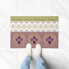 オリーブグリーンとバラ ドアマット