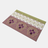 オリーブグリーンとバラ ドアマット (アングル)