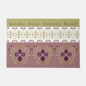 オリーブグリーンとバラ ドアマット (正面)