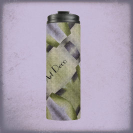 オリーブグリーンとパープルのアールデコ抽象芸術 タンブラー