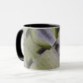 オリーブグリーンとパープルアールデコ抽象芸術マグカップ マグカップ (正面左)