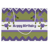 オリーブグリーンとパープルフローズ誕生日抱き枕 ラージペーパーバッグ (裏面)