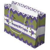 オリーブグリーンとパープルフローズ誕生日抱き枕 ラージペーパーバッグ (正面アングル)
