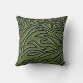 オリーブグリーンとブラック抽象芸術炎パターン クッション (裏面)