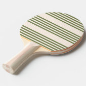オリーブグリーンとベージュの5つのストライプパターン 卓球ラケット (正面アングル)