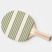 オリーブグリーンとベージュの5つのストライプパターン 卓球ラケット (横)
