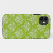 オリーブグリーンとホワイトのフラワーダマスク Case-Mate iPhoneケース (裏面(横))