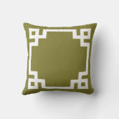 オリーブグリーンとホワイトギリシャ鍵縁ど クッション (裏面)