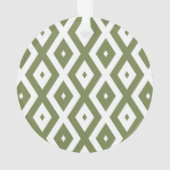 オリーブグリーンとホワイトダイヤモンドパターン オーナメント (裏面)