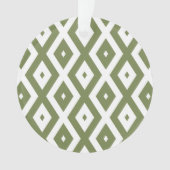 オリーブグリーンとホワイトダイヤモンドパターン オーナメント (正面)