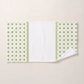 オリーブグリーンとホワイトダイヤモンドパターン バスタオルセット (ハンドタオル)