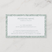 オリーブグリーンとホワイトヴィンテージペイズリーパターン 名刺 (裏面)