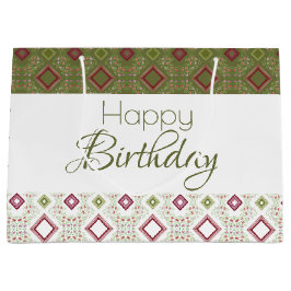 オリーブグリーンとホワイト ラージペーパーバッグ