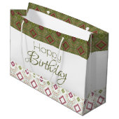 オリーブグリーンとホワイト ラージペーパーバッグ (正面アングル)