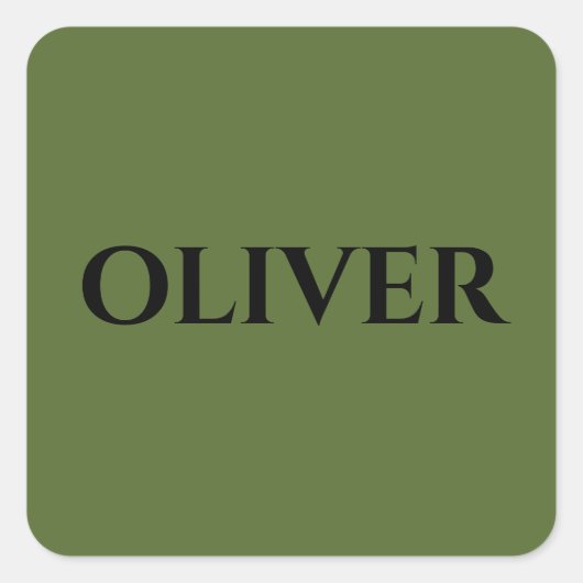 オリーブグリーンとミニマリストの黒名 スクエアシール (正面)