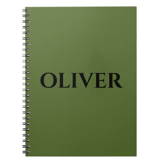オリーブグリーンとミニマリストの黒名 ノートブック (正面)