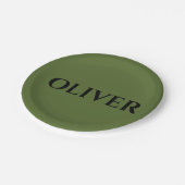 オリーブグリーンとミニマリストの黒名 ペーパープレート (アングル)