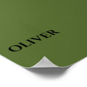 オリーブグリーンとミニマリストの黒名 ポスター (角)