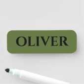 オリーブグリーンとミニマリストの黒名 名札 (インサイチュ)