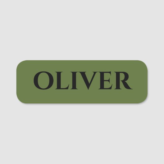 オリーブグリーンとミニマリストの黒名 名札 (正面)