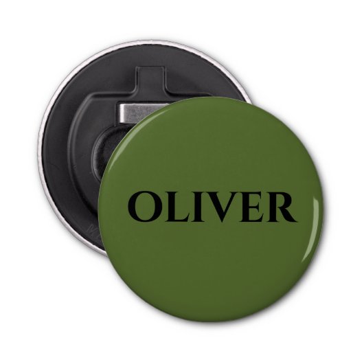 オリーブグリーンとミニマリストの黒名 栓抜き (正面)