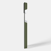 オリーブグリーンと木炭ストライプ五つ iPhoneケース (左側面)