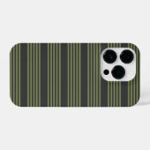 オリーブグリーンと木炭ストライプ五つ iPhoneケース (裏面横)