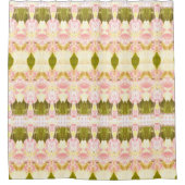 オリーブグリーンと珊瑚がアクセント付き シャワーカーテン (正面)