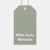 オリーブグリーンと白い5つのストライプパターン ギフトタグ (裏面)