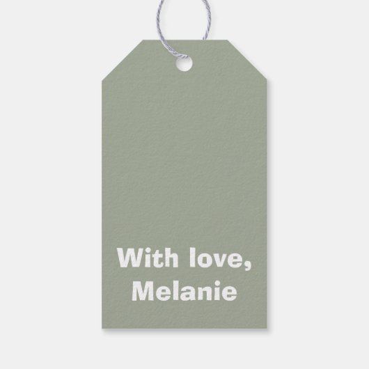 オリーブグリーンと白い5つのストライプパターン ギフトタグ (裏面)