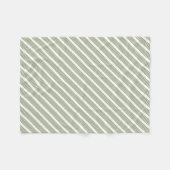 オリーブグリーンと白い5つのストライプパターン フリースブランケット (正面(横))